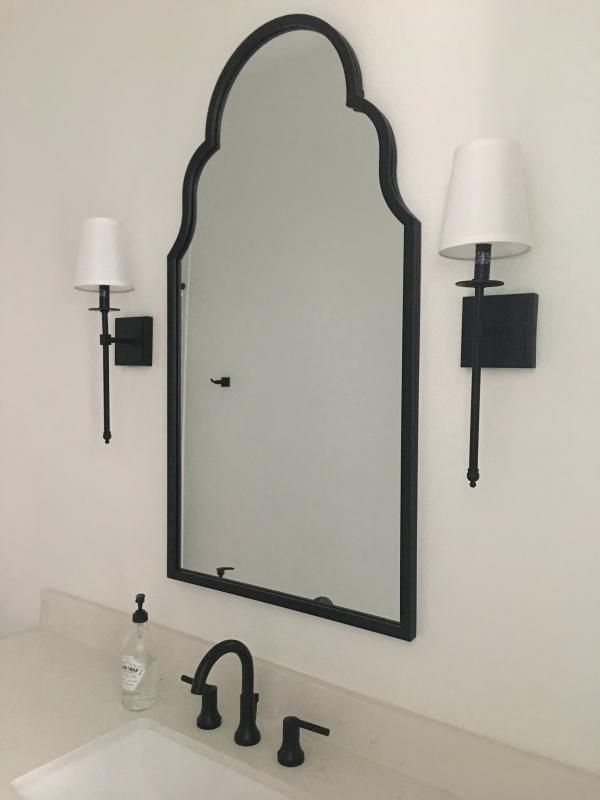 Maria Metal Black Arch Wall Mirror | Kirklands | Bathroom Mirror Frame With Regard To Black Metal Wall Mirrors (View 15 of 15)