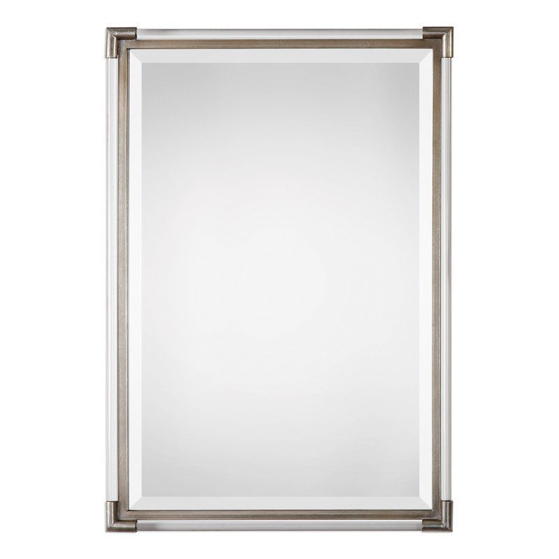 Marta Silver Frame Accent Wall Mirror | Silver Wall Mirror, Acrylic Rod With Regard To Metallic Silver Wall Mirrors (View 2 of 15)
