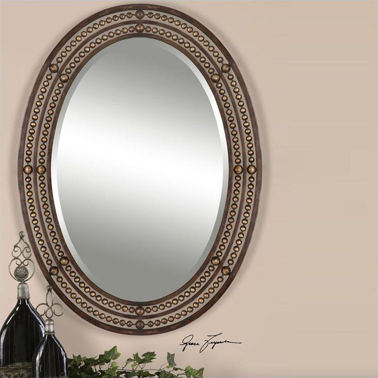 Matney Mirror In Distressed Oil Rubbed Bronze – 13716 | Mirror Wall Throughout Oil Rubbed Bronze Finish Oval Wall Mirrors (View 2 of 15)