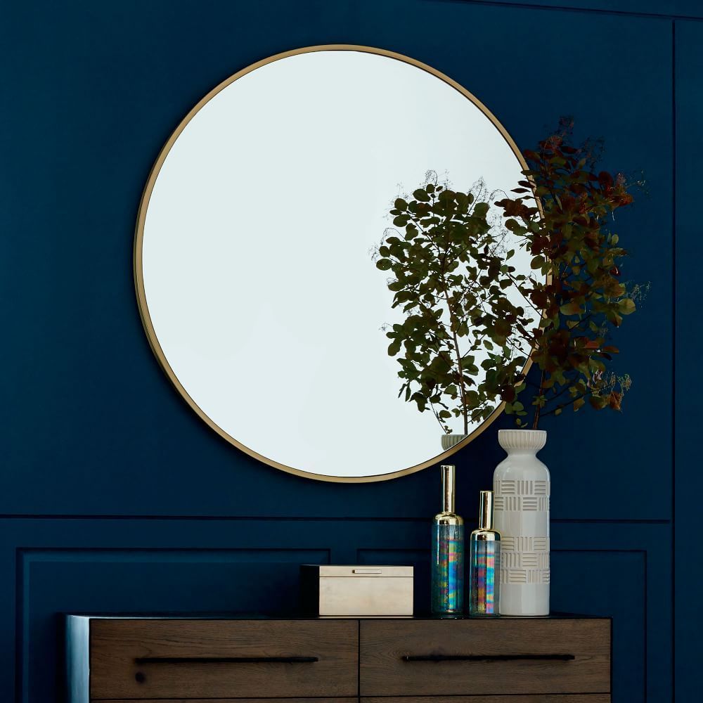 Metal Frame Oversized 48" Round Mirror | Framed Mirror Wall, Oversized Regarding Round Metal Framed Wall Mirrors (View 11 of 15)