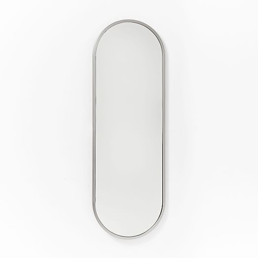 Metal Framed Oval Floor Mirror | West Elm For Matte Black Metal Oval Wall Mirrors (Photo 10 of 15)