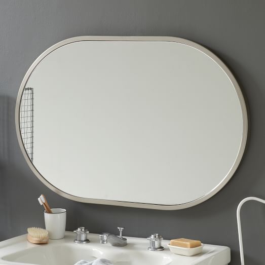 Metal Framed Oval Wall Mirror – Brushed Nickel | West Elm For Oxidized Nickel Wall Mirrors (View 15 of 15)