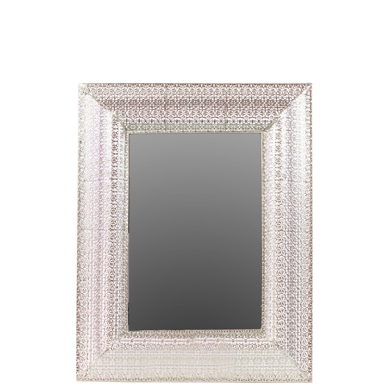Metal Wall Mirror Pierced Polished Silver | Wayfair For Metallic Silver Wall Mirrors (View 6 of 15)