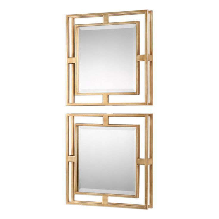 Mid Century Modern Mirror Square Set | Gold Open Group Retro Intended For Square Modern Wall Mirrors (Photo 15 of 15)