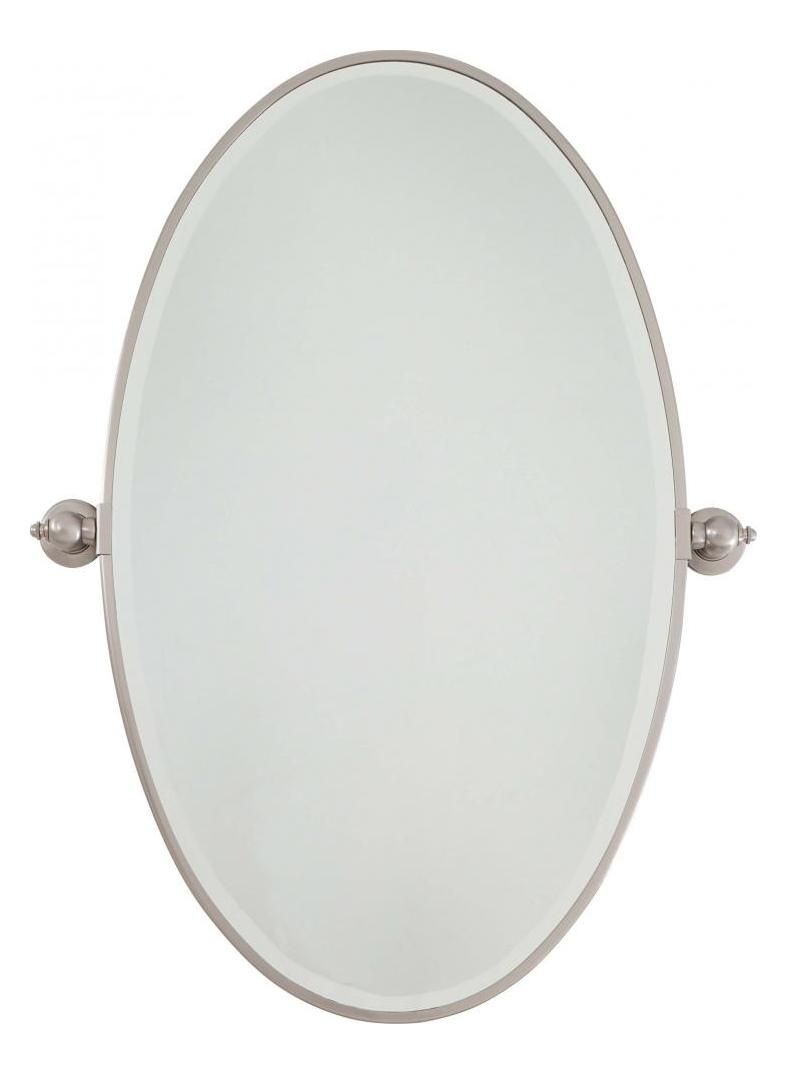 Minka Lavery Brushed Nickel Extra Large Oval Pivoting Bathroom Mirror Pertaining To Polished Nickel Oval Wall Mirrors (View 7 of 15)