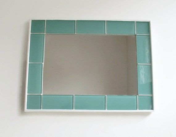 Mint Green Glass Mirror 16 X 12 Bathroom Mirror Inside Blue Green Wall Mirrors (View 12 of 15)