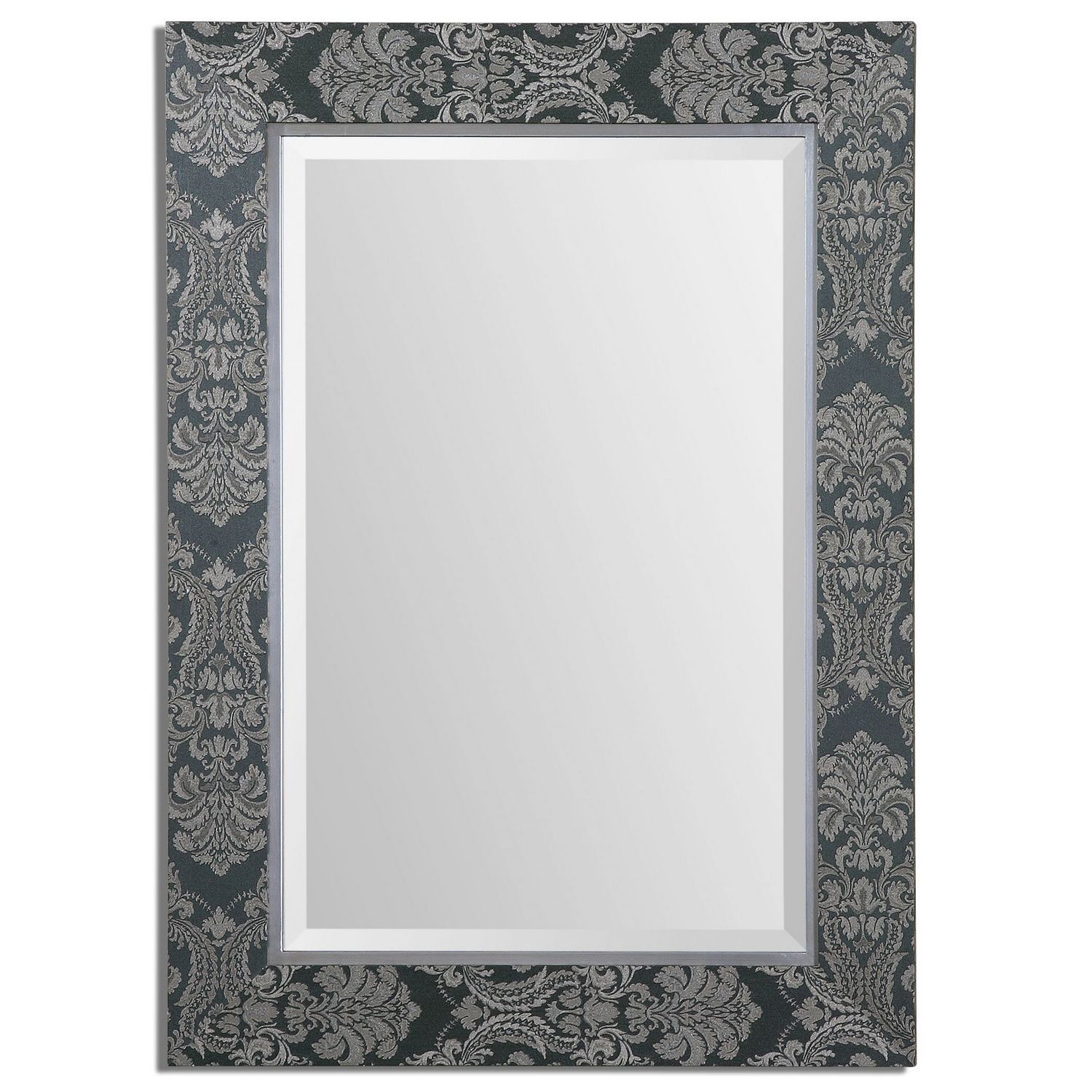 Mirror, Damask, Green, Blue, Silver, Traditional, Transitional | Modern With Blue Green Wall Mirrors (View 6 of 15)