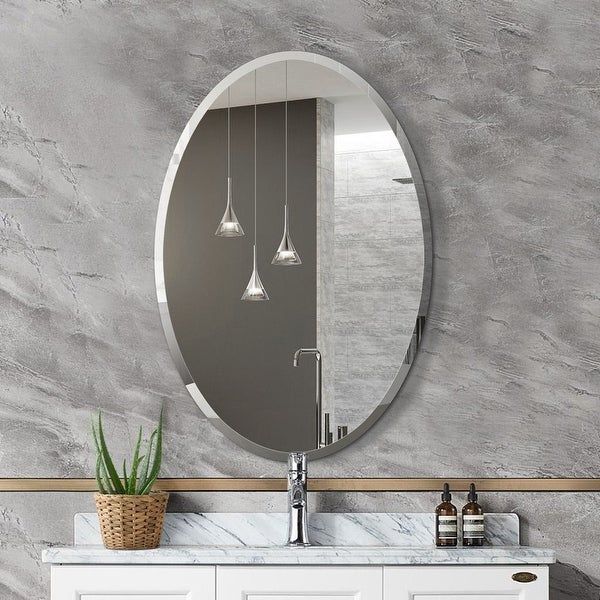 Mirror Trend Oval Frameless Beveled Wall Mirror – 22*32*0.71 For Frameless Tri Bevel Wall Mirrors (Photo 15 of 15)