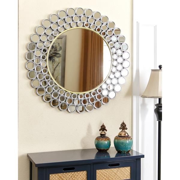 Mirrored Disks Frame Round Wall Mirror For Uneven Round Framed Wall Mirrors (View 11 of 15)
