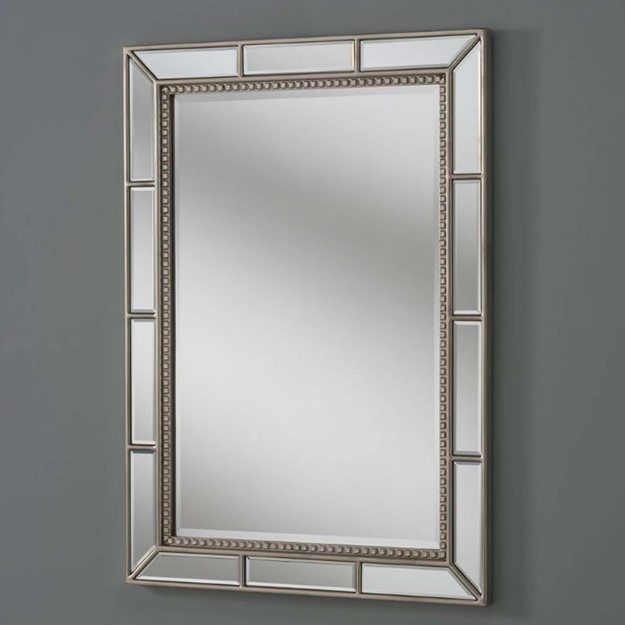 Mirrored Wall Mirror Silver Bevelled Frame | Mirrored Mirror Intended For Silver Quatrefoil Wall Mirrors (View 14 of 15)