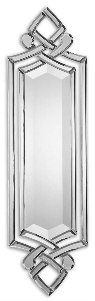 Modern Frameless Scrolled Venetian Beveled Wall Mirror Large 36 Throughout Frameless Round Beveled Wall Mirrors (Photo 15 of 15)