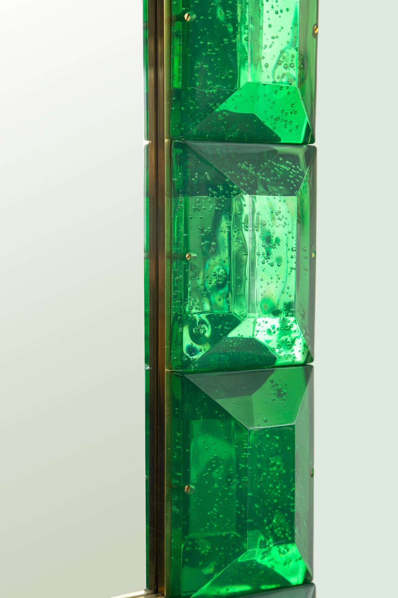 Modern Italian Emerald Green Faceted Glass Mirror With Regard To Emerald Cut Wall Mirrors (View 6 of 15)