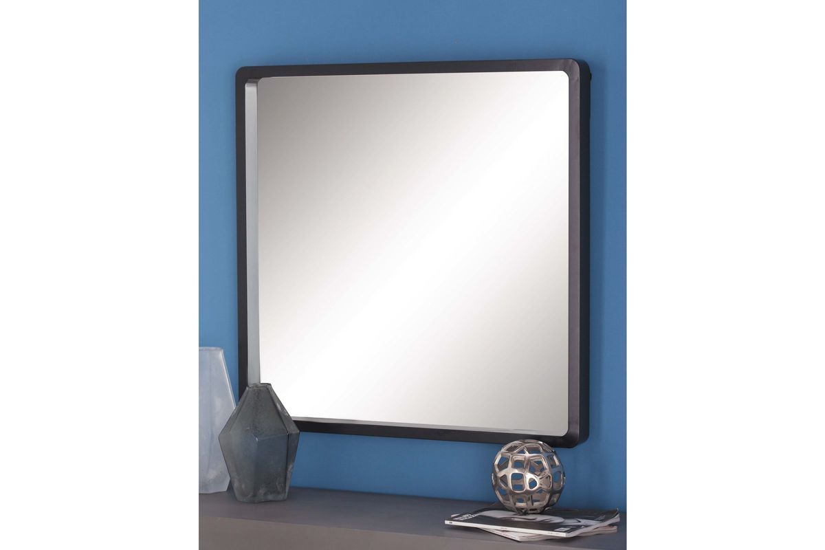 Modern Reflections 32" Rounded Square Wall Mirror In Matte Blackuma Pertaining To Matte Black Arch Top Mirrors (View 3 of 15)