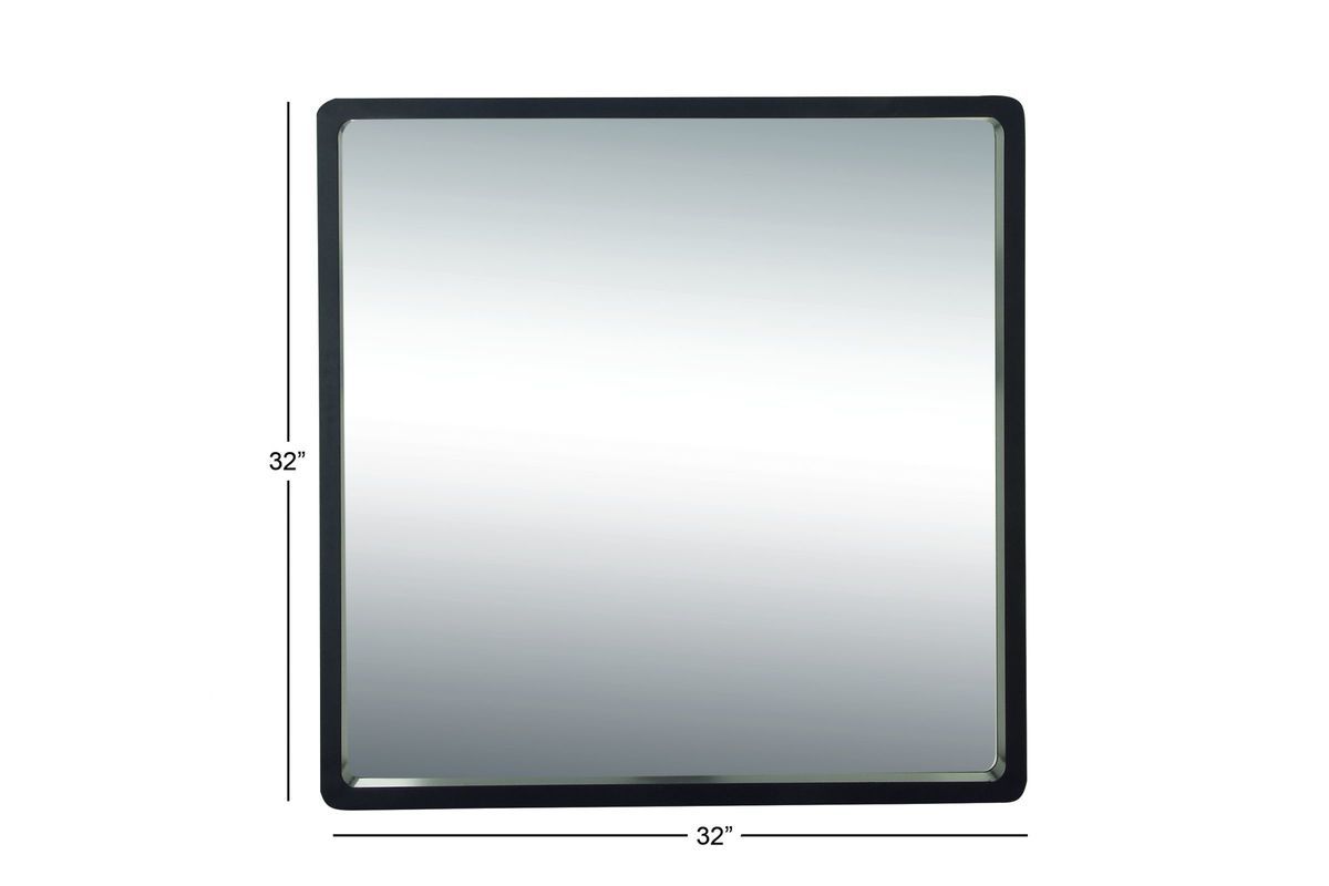 Modern Reflections 32" Rounded Square Wall Mirror In Matte Blackuma With Matte Black Arch Top Mirrors (View 5 of 15)