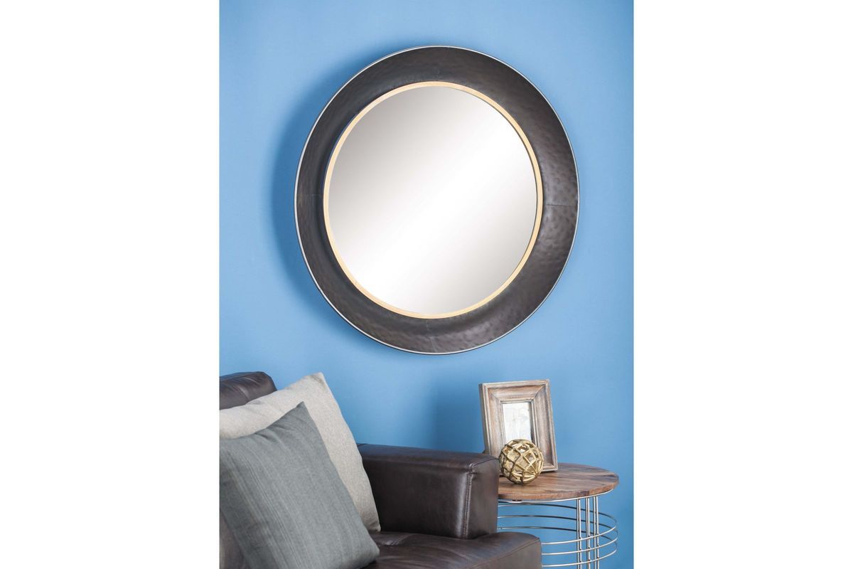 Modern Reflections Round Metal Wall Mirror In Matte Blackuma Within Black Openwork Round Metal Wall Mirrors (View 10 of 15)