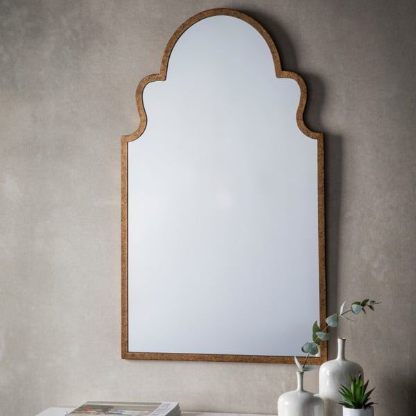 Morocco Curved Gold Frame Wall Mirror From Curiosity Interiors For Gold Curved Wall Mirrors (View 9 of 15)
