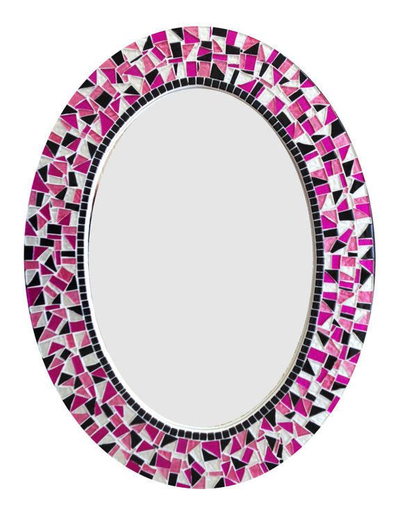 Mosaic Mirror / Oval Wall Mirror / Pink From Green Street Mosaics Regarding Mosaic Oval Wall Mirrors (View 14 of 15)