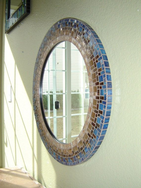 Mosaic Wall Mirror Blue & Brown Regarding Tropical Blue Wall Mirrors (Photo 13 of 15)