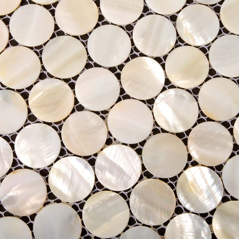 Mother Of Pearl Tiles Penny Round Bathroom Wall Mirror Tile With Tiled Wall Mirrors (View 12 of 15)