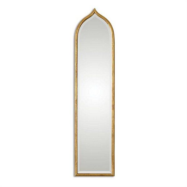 Narrow Arch Gold Leaf Beveled Wall Mirror Large 50" | Ebay Within Arch Oversized Wall Mirrors (View 5 of 15)