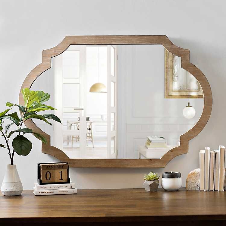 Natural Wood Scalloped Mirror | Kirklands | Scalloped Mirror, Wood Wall In Polygonal Scalloped Frameless Wall Mirrors (View 4 of 15)