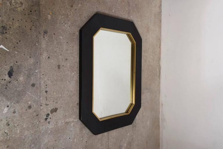 Octagonal Brass And Black Lacquer Mirror At 1stdibs With Regard To Matte Black Octagonal Wall Mirrors (View 2 of 15)