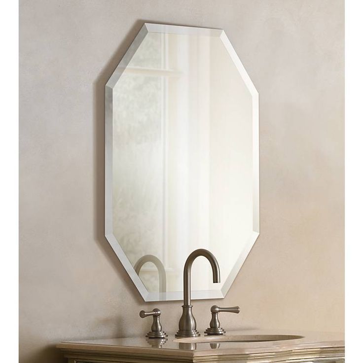 Octagonal Frameless 24" X 36" Beveled Wall Mirror – #p1437 | Lamps Plus With Crown Frameless Beveled Wall Mirrors (Photo 10 of 15)