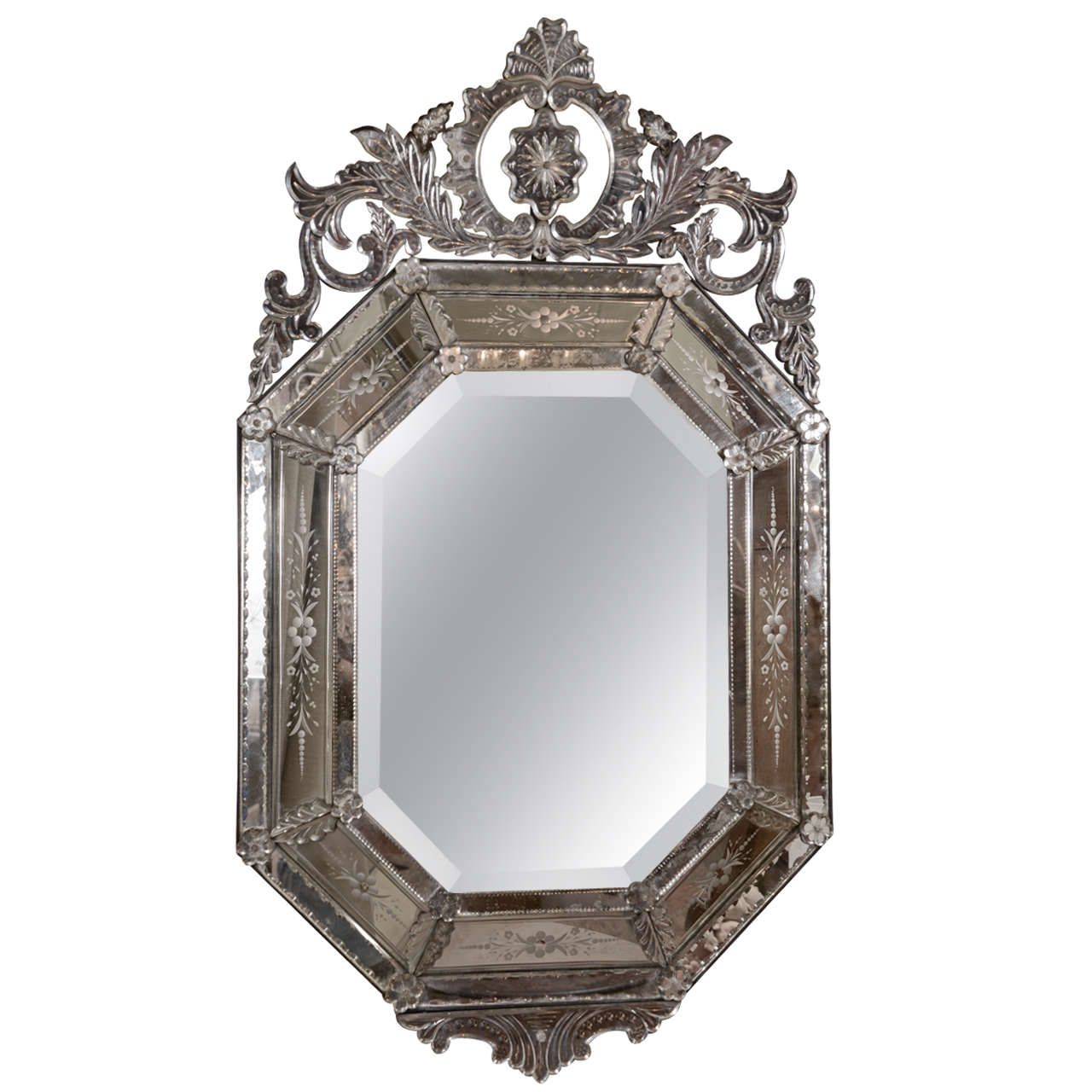 Octagonal Venetian Mirror At 1stdibs Pertaining To Matte Black Octagonal Wall Mirrors (Photo 3 of 15)