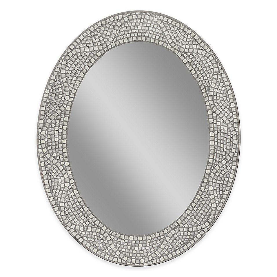 Opal Mosaic 23" X 29" Large Frameless Wall Mirror Silver | Round Wall Within Free Floating Printed Glass Round Wall Mirrors (View 1 of 15)