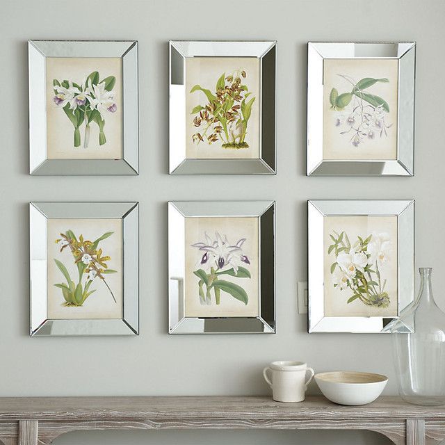Orchids In Mirror Frame – Contemporary – Prints And Posters – With Regard To Printed Art Glass Wall Mirrors (View 9 of 15)