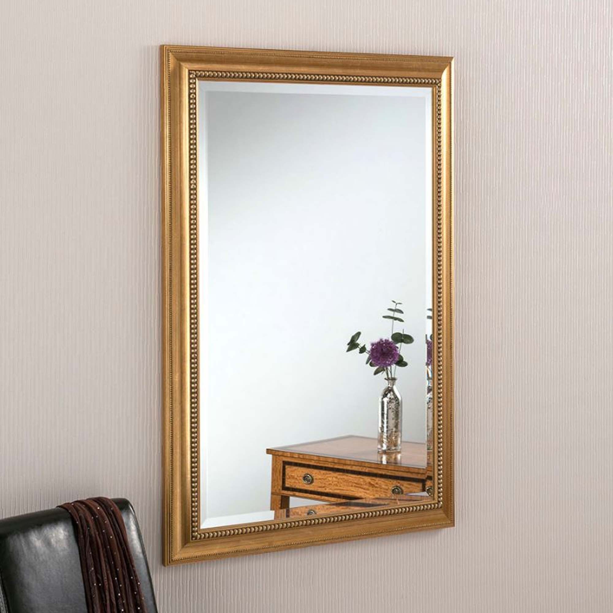 Ornate Gold Beaded Rectangular Wall Mirror | Decor | Homesdirect365 Pertaining To Dark Gold Rectangular Wall Mirrors (Photo 11 of 15)