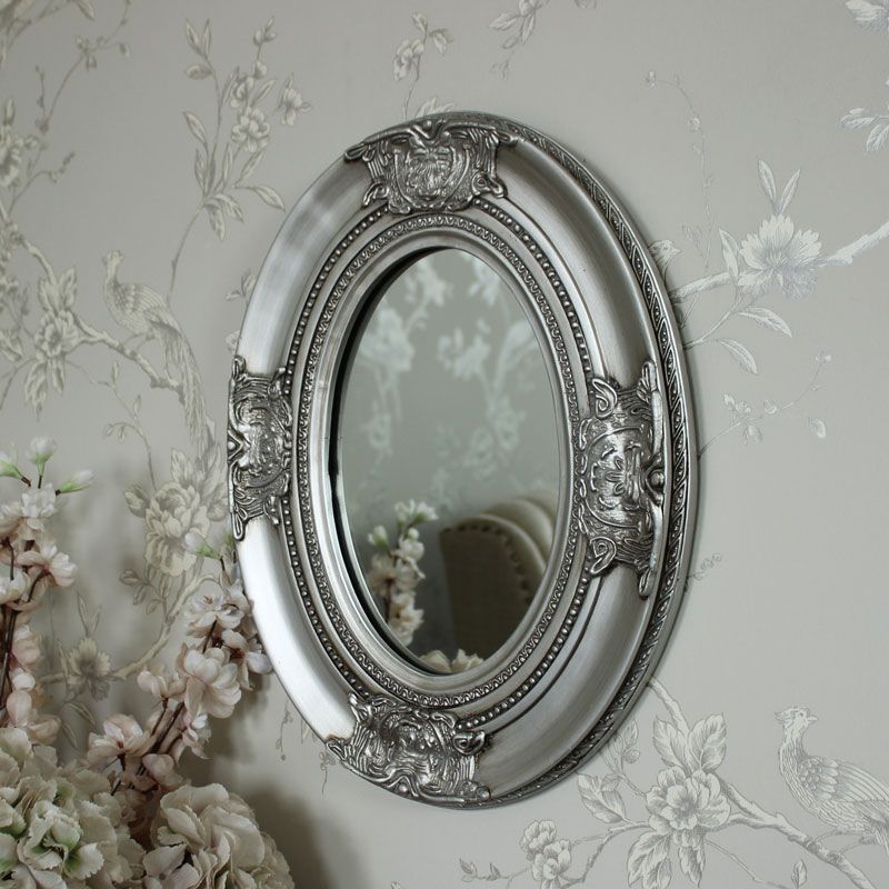 Ornate Silver Oval Wall Mirror Throughout Silver Quatrefoil Wall Mirrors (View 9 of 15)