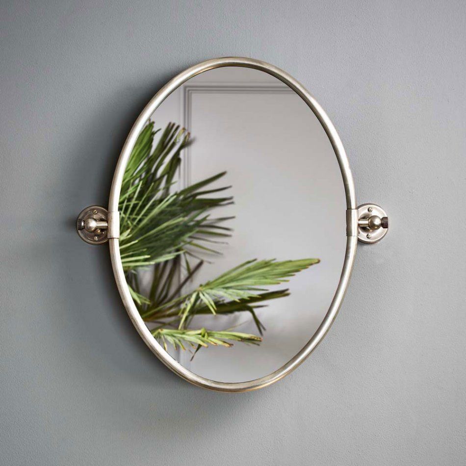 Otto Oval Tilting Mirror In Antique Silver | Silver Antique Mirror Inside Antique Silver Oval Wall Mirrors (View 15 of 15)
