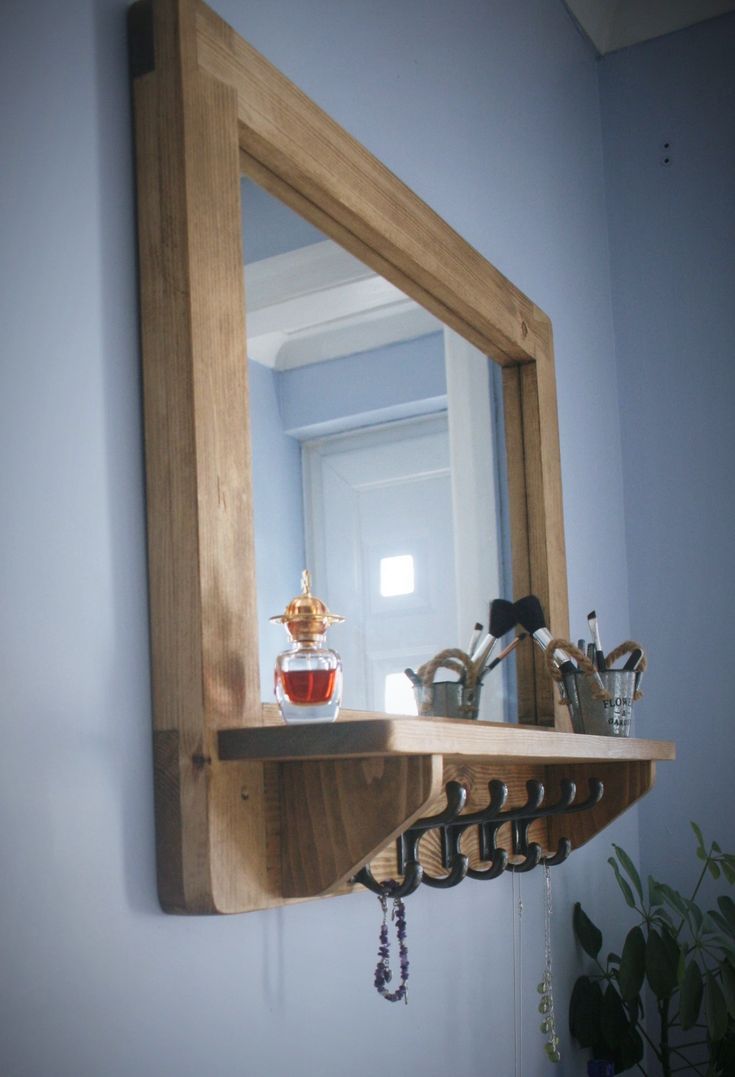 Our Custom Handmade Modern Rustic Mirror Has A Thick Reclaimed Wood Intended For Rustic Getaway Wood Wall Mirrors (View 10 of 15)