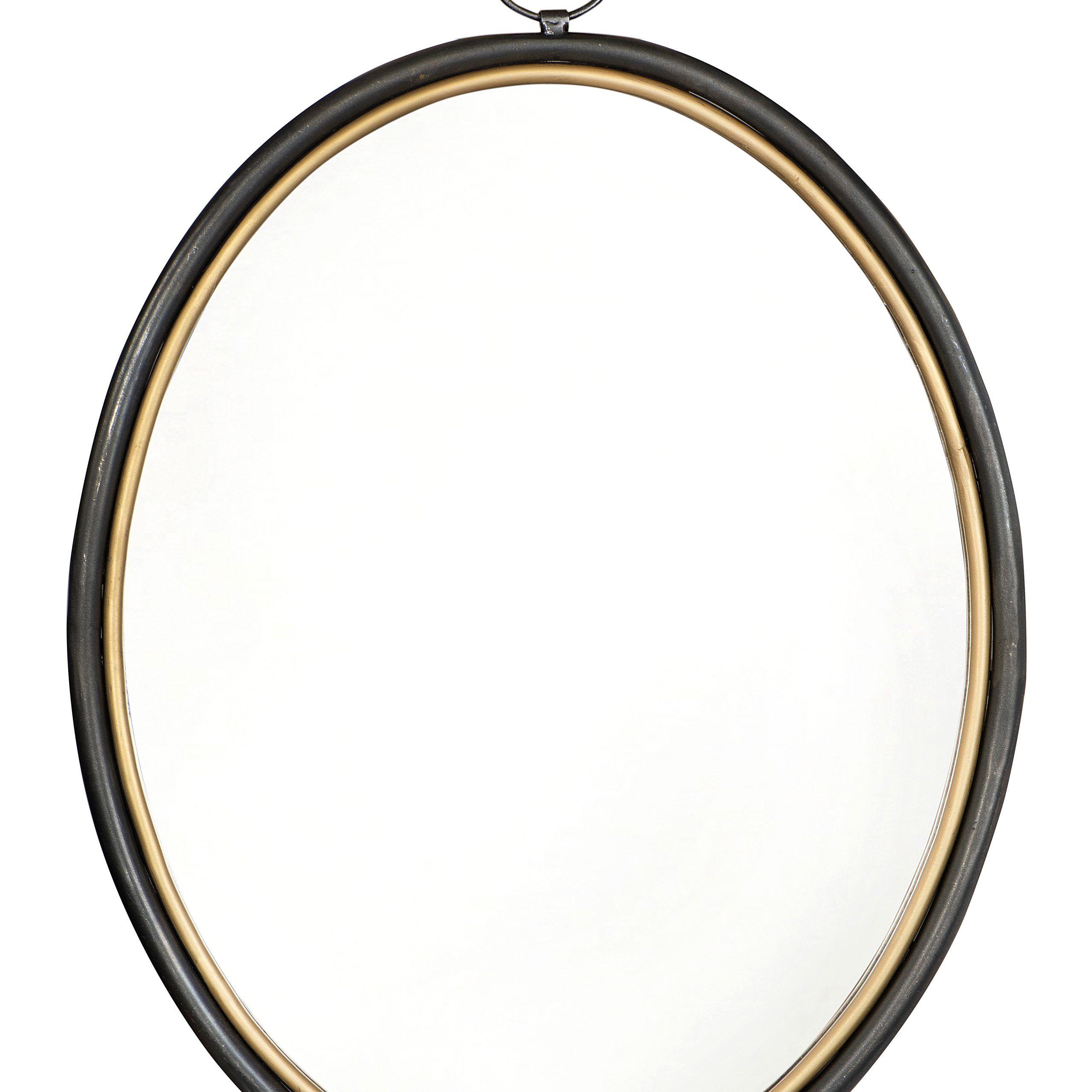 Oval Accent Mirror With Black & Gold Metal Frame – Walmart Within Matte Black Metal Oval Wall Mirrors (Photo 9 of 15)