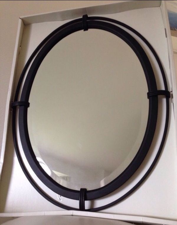 Oval Black Metal Framed Mirror For Sale In Redmond, Wa – Offerup Throughout Black Metal Wall Mirrors (View 11 of 15)