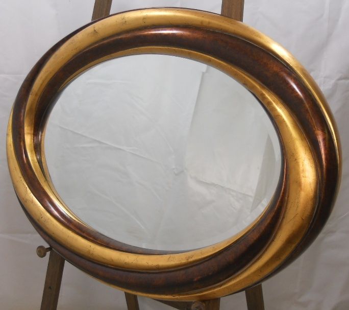 Oval Frame Gilt & Bronze Two Tone Hanging Wall Mirror – Sold With Two Tone Bronze Octagonal Wall Mirrors (View 4 of 15)
