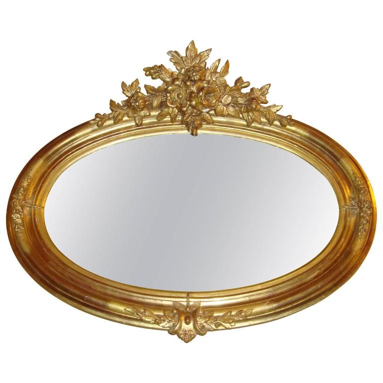 Oval Gilt Wooden Over The Mantle Or Wall Mirror For Sale At 1stdibs With Wooden Oval Wall Mirrors (View 10 of 15)