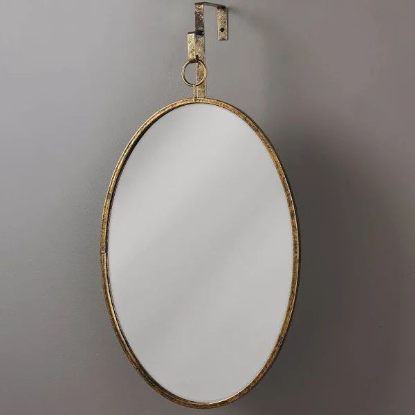 Oval Hooked Mirror, Gold, Metal, Mirror, 26"hx16"w | Oval Wall Mirror Intended For Gold Metal Framed Wall Mirrors (View 15 of 15)