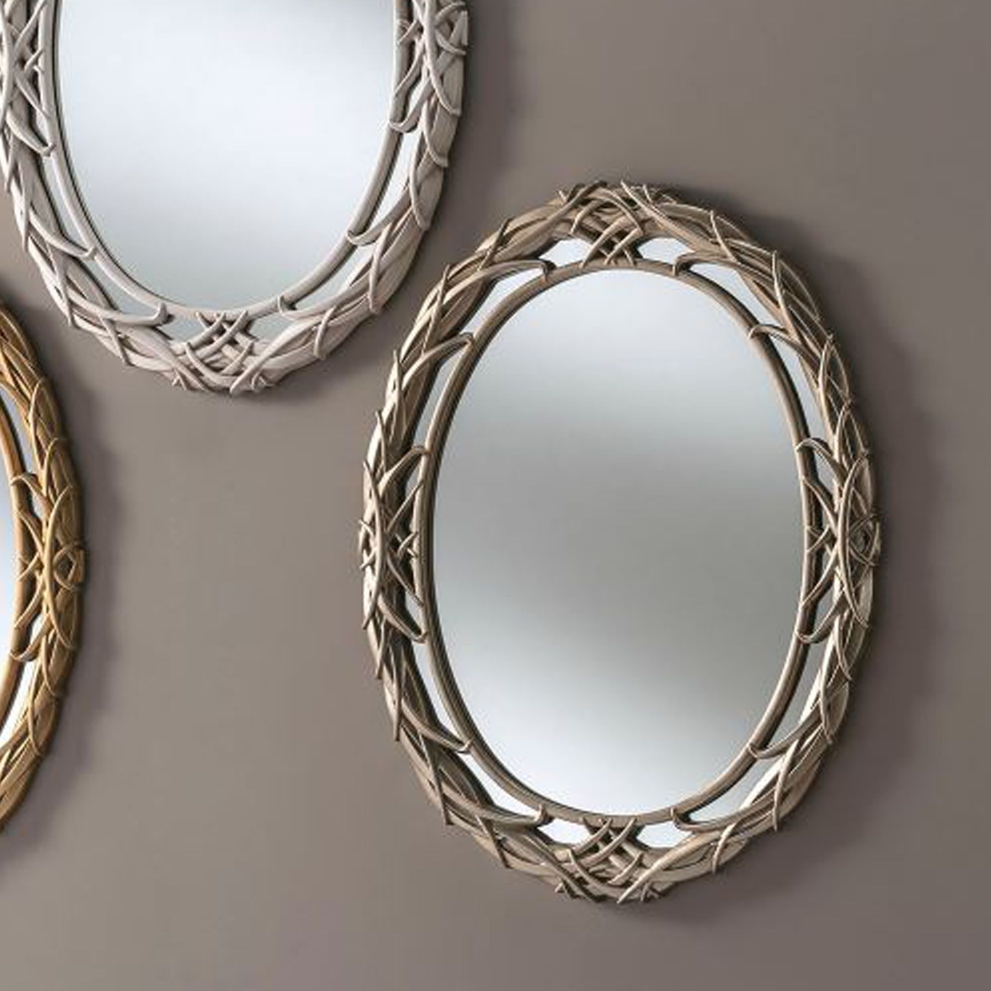 Oval Silver Decorative Wall Mirror | Mirrors | Homesdirect365 Within Nickel Framed Oval Wall Mirrors (View 6 of 15)