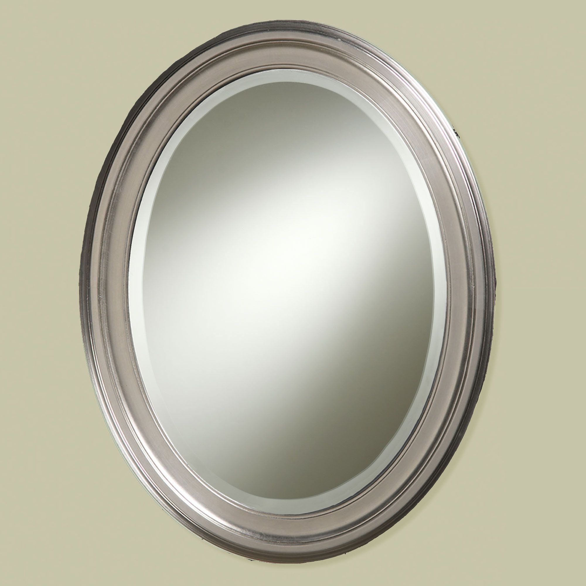 Oval Wall Mirrors | Mirrors Uk With Stylish Loree Brushed Nickel Finish Throughout Brushed Nickel Octagon Mirrors (Photo 2 of 15)