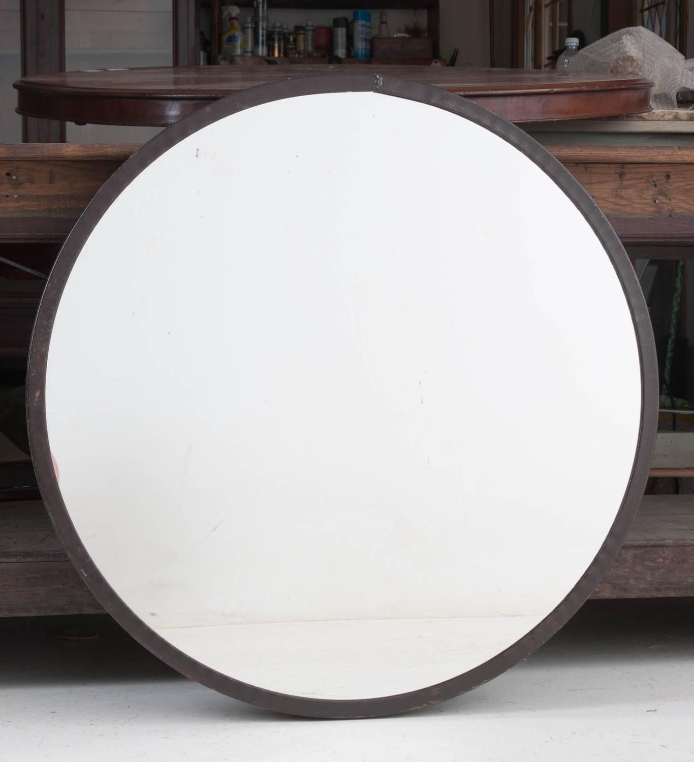 Pair Of 20th Century Round Metal Frame Mirrors For Sale At 1stdibs Inside Round Metal Framed Wall Mirrors (View 2 of 15)