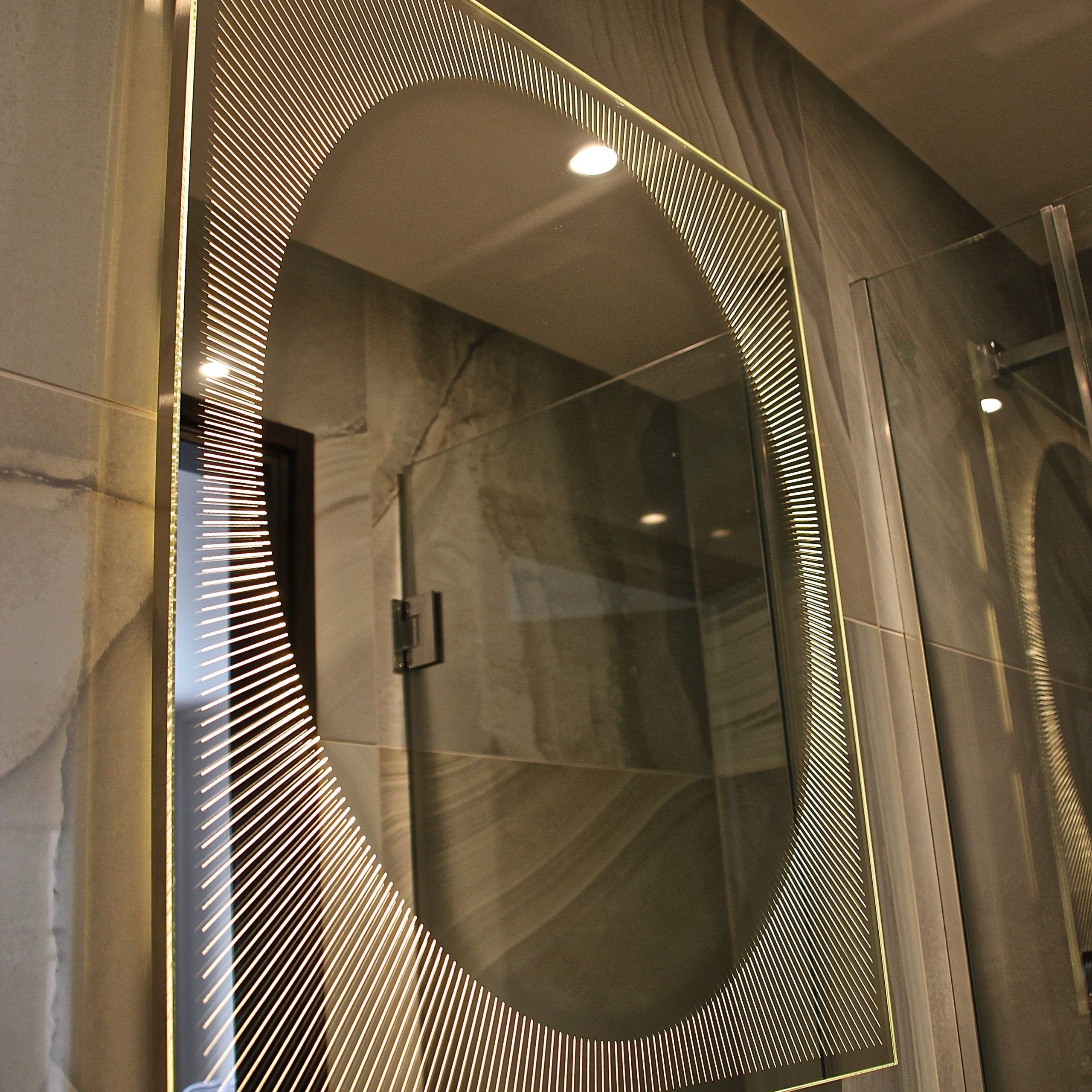 Pin On Back Illuminated Bathroom Mirrors Within Rounded Cut Edge Wall Mirrors (View 6 of 15)
