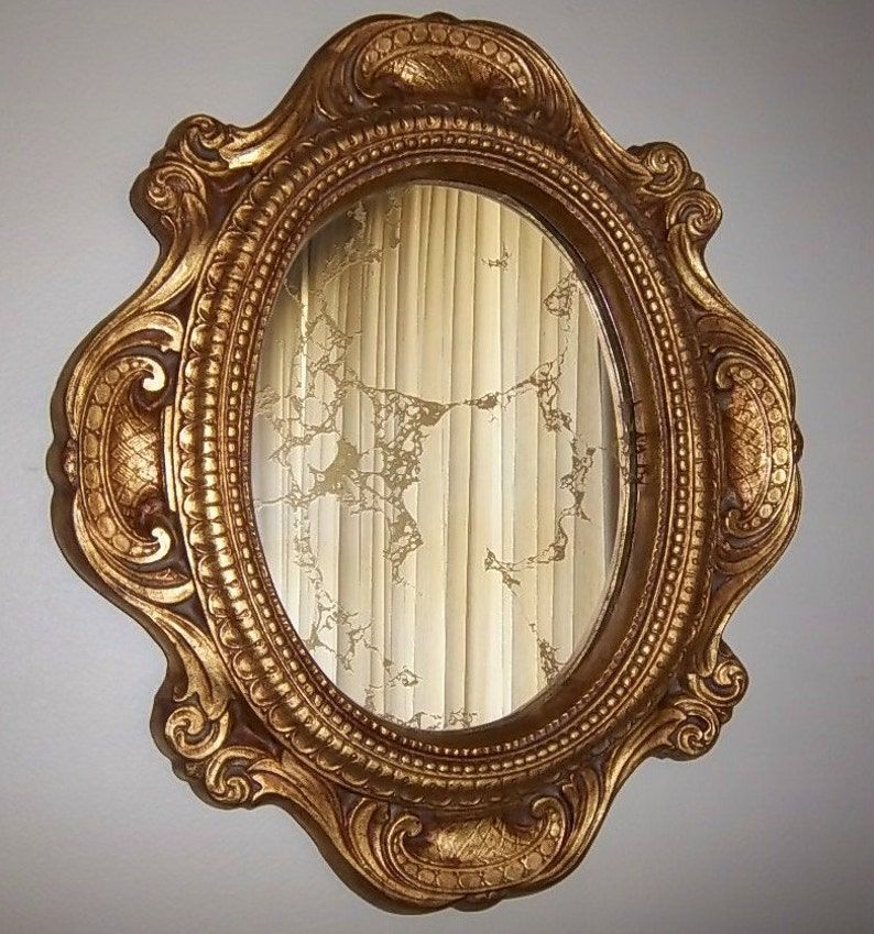 Plaster Ornate Gold Leaf Mirror | Etsy Inside Butterfly Gold Leaf Wall Mirrors (View 6 of 15)