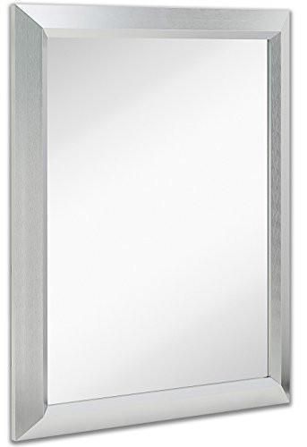Premium Rectangular Brushed Nickel Wall Mirror | Contemporary Metal In Brushed Nickel Rectangular Wall Mirrors (Photo 3 of 15)