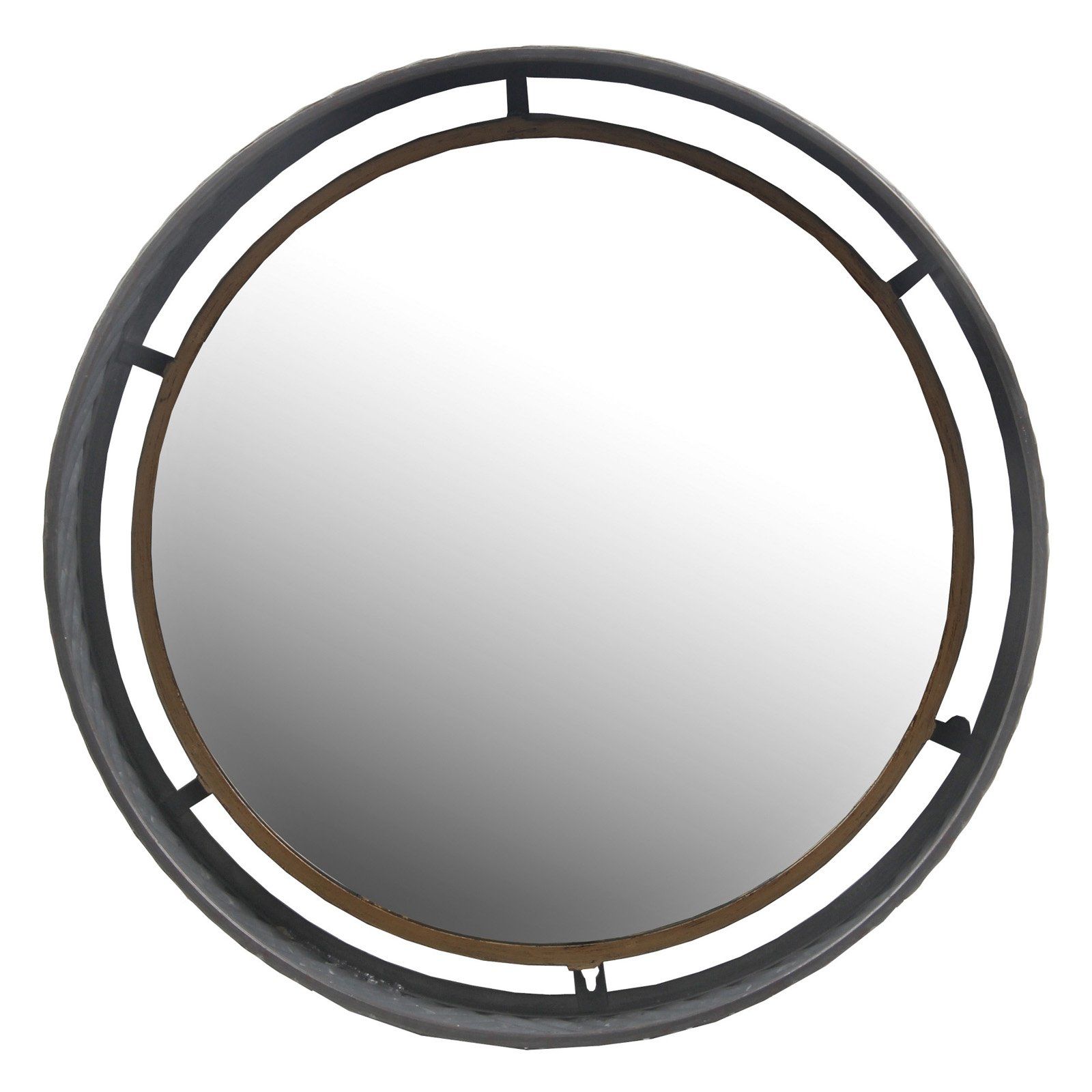 Privilege International Industrial Round Metal Wall Mirror – Walmart In Woven Bronze Metal Wall Mirrors (View 8 of 15)