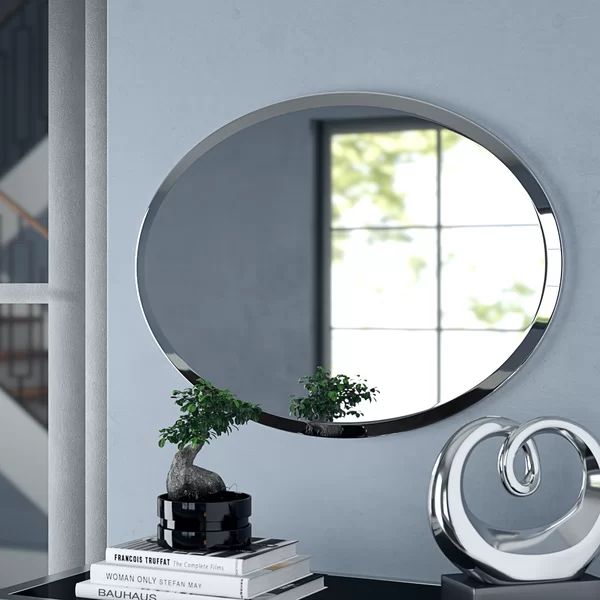 Provenzano Modern & Contemporary Beveled Wall Mirror | Mirror Wall Regarding Oval Beveled Frameless Wall Mirrors (View 14 of 15)