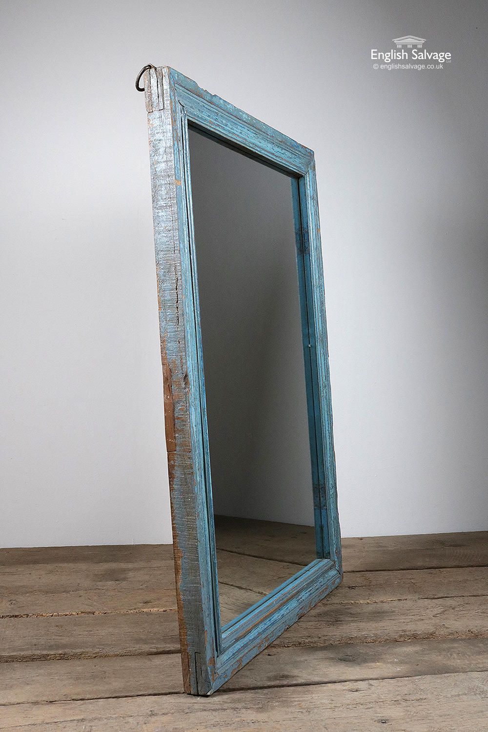Rectangular Distressed Blue Framed Mirror For Tropical Blue Wall Mirrors (Photo 2 of 15)