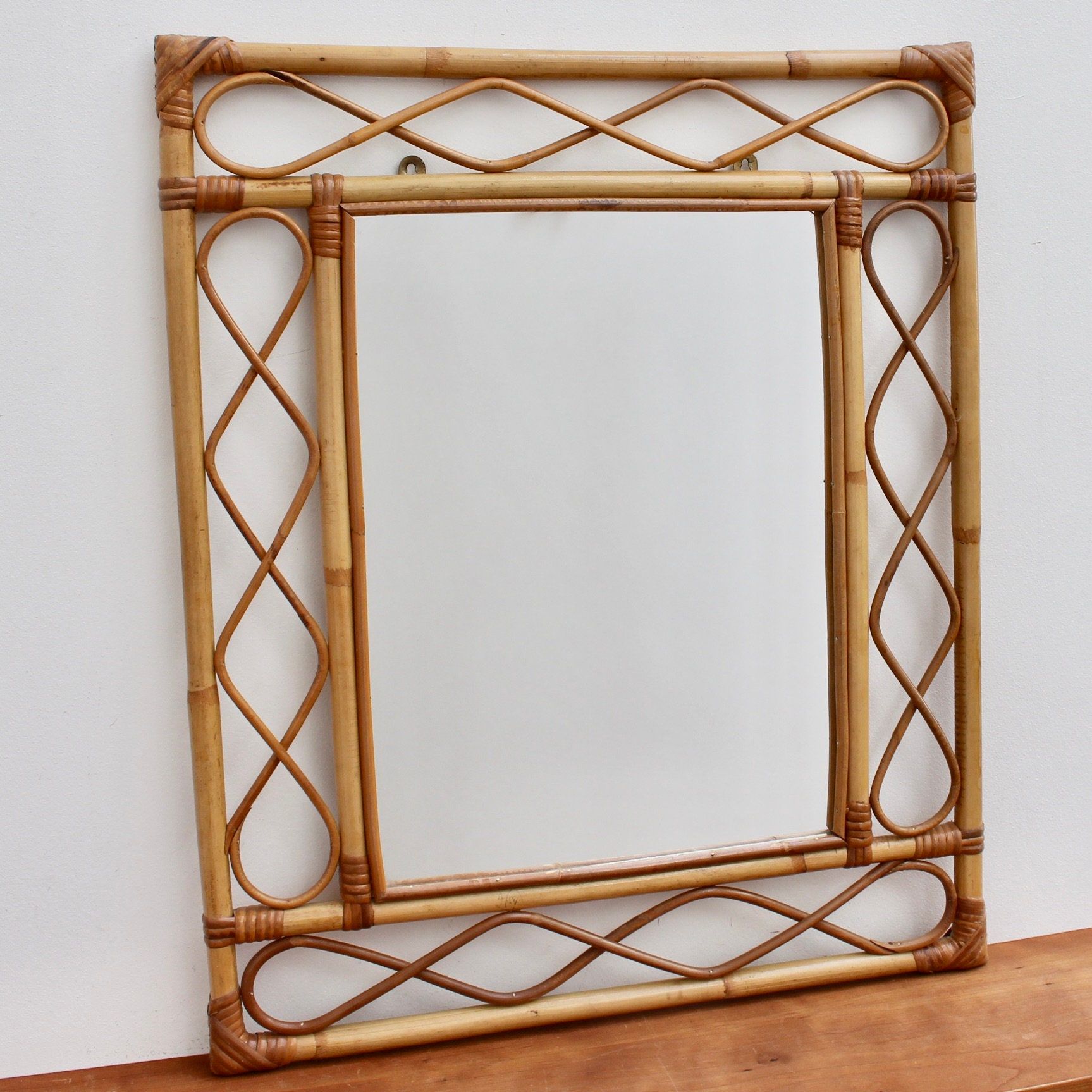 Rectangular French Rattan Wall Mirror Circa 1960s | Etsy Intended For Rectangular Bamboo Wall Mirrors (Photo 1 of 15)