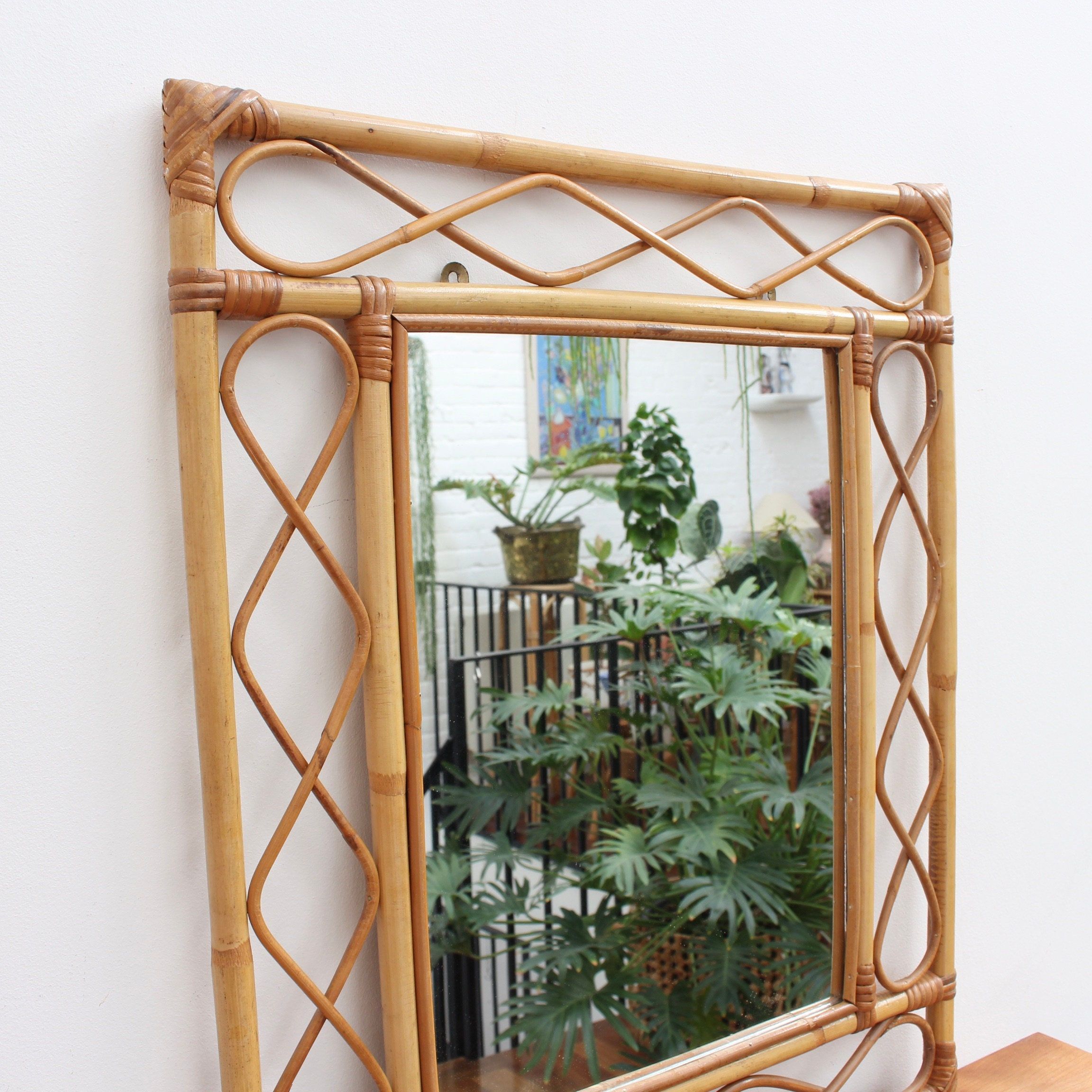 Rectangular French Rattan Wall Mirror Circa 1960s | Etsy Regarding Rectangular Bamboo Wall Mirrors (View 15 of 15)